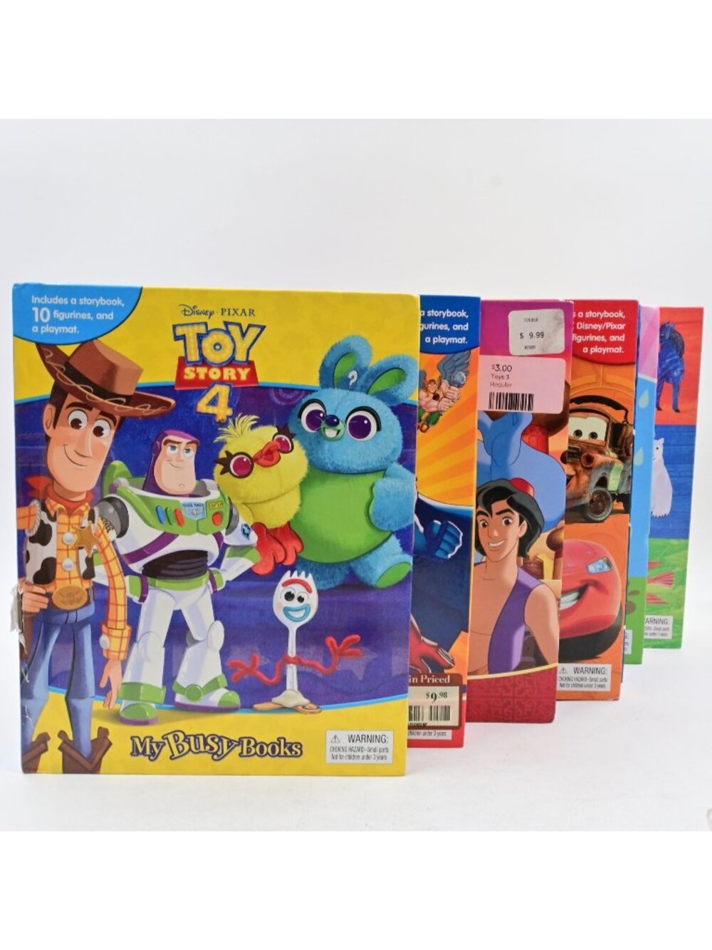 Disney Pixar My Busy Books Lot of 6 Toy Story Cars Aladdin Storybook Incomplete